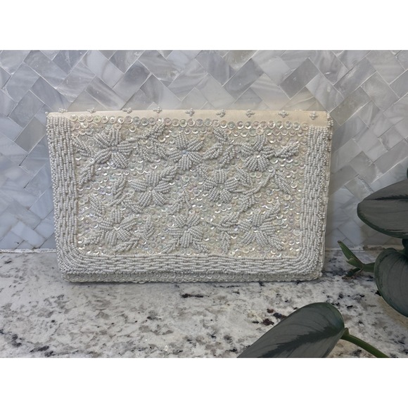 Vintage Beaded & Sequins Clutch Purse - Hand‎ Made in Crown Colony of Hong Kong